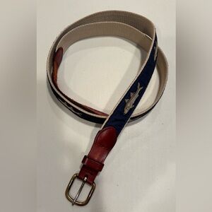 POP-O | men’s leather - canvas, fish, webbed, belt. Size: 46